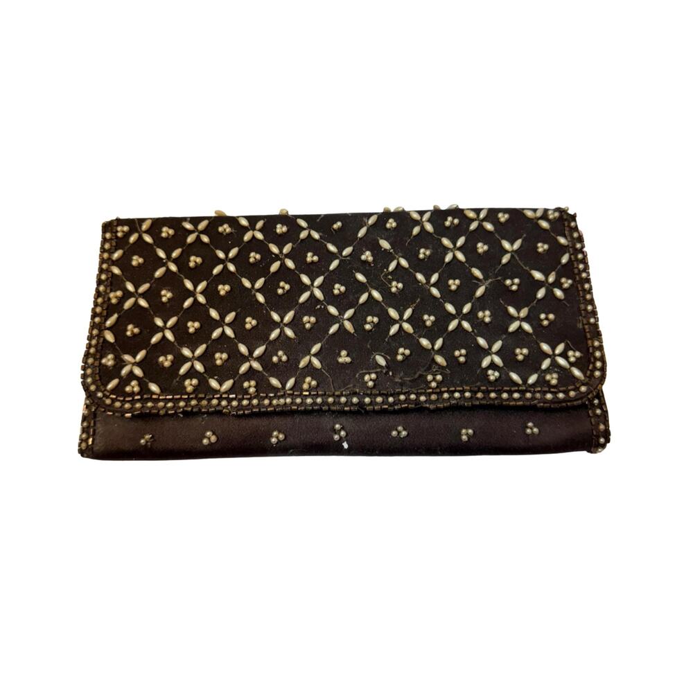 Vintage Bonwit teller magid pearl clutch wallet faux pearls missing some pearls